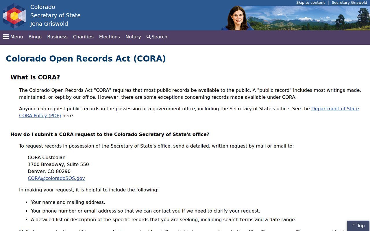 Washington County Clerk of Court records and Colorado CORA public records source