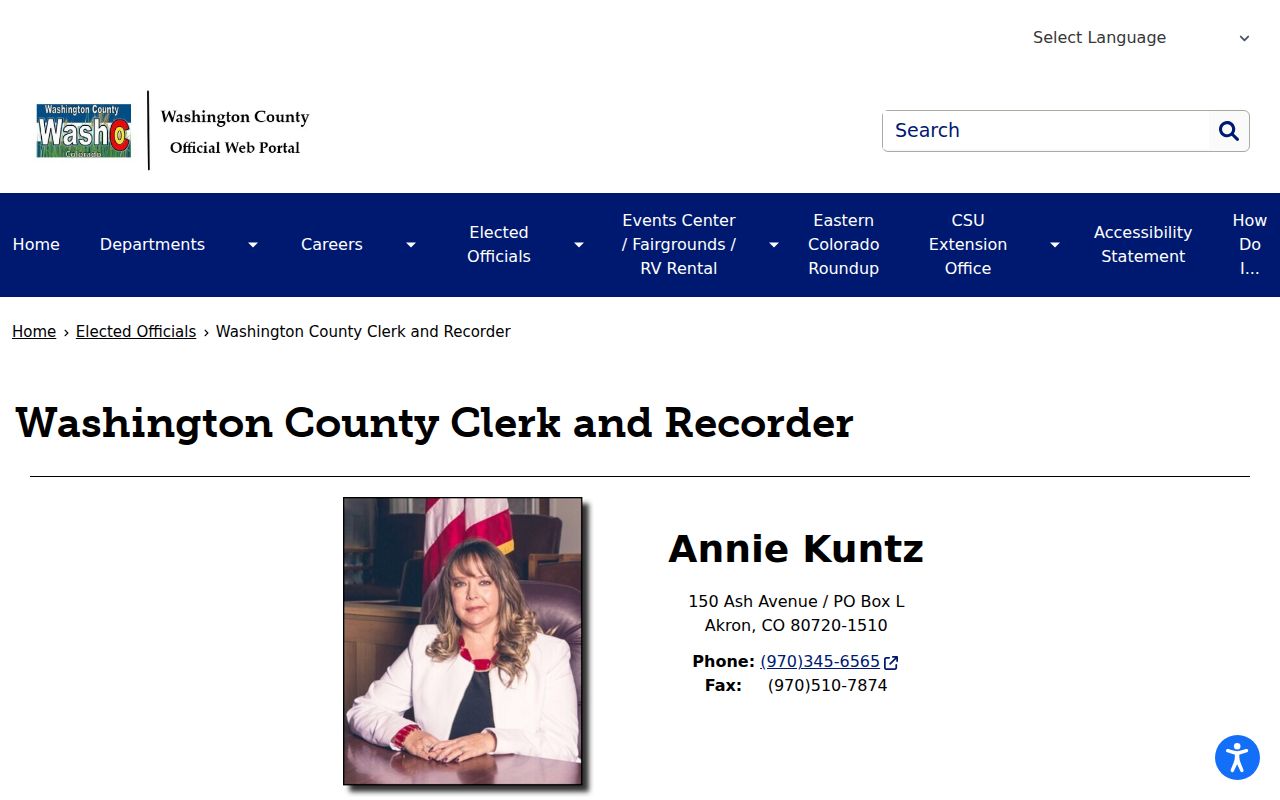 Washington County Clerk of Court records and elected Clerk and Recorder contact