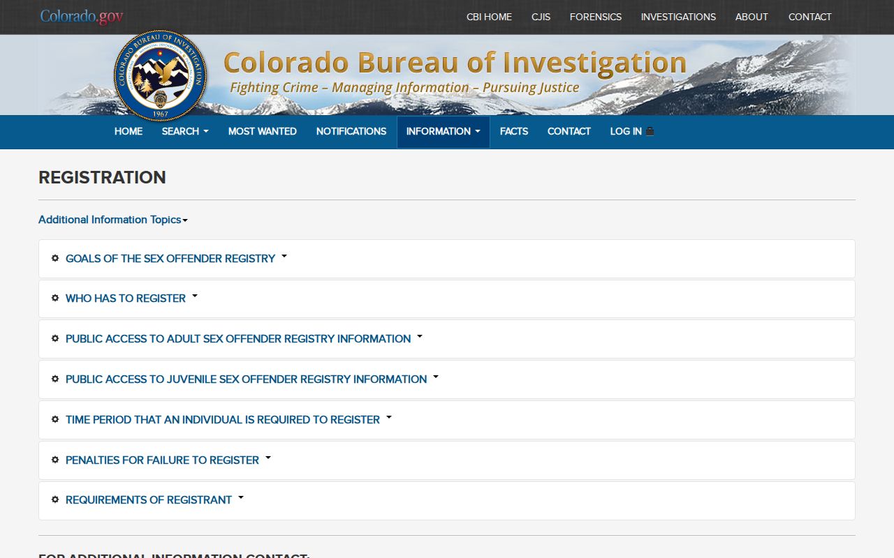Washington County court charges and Colorado registry information page