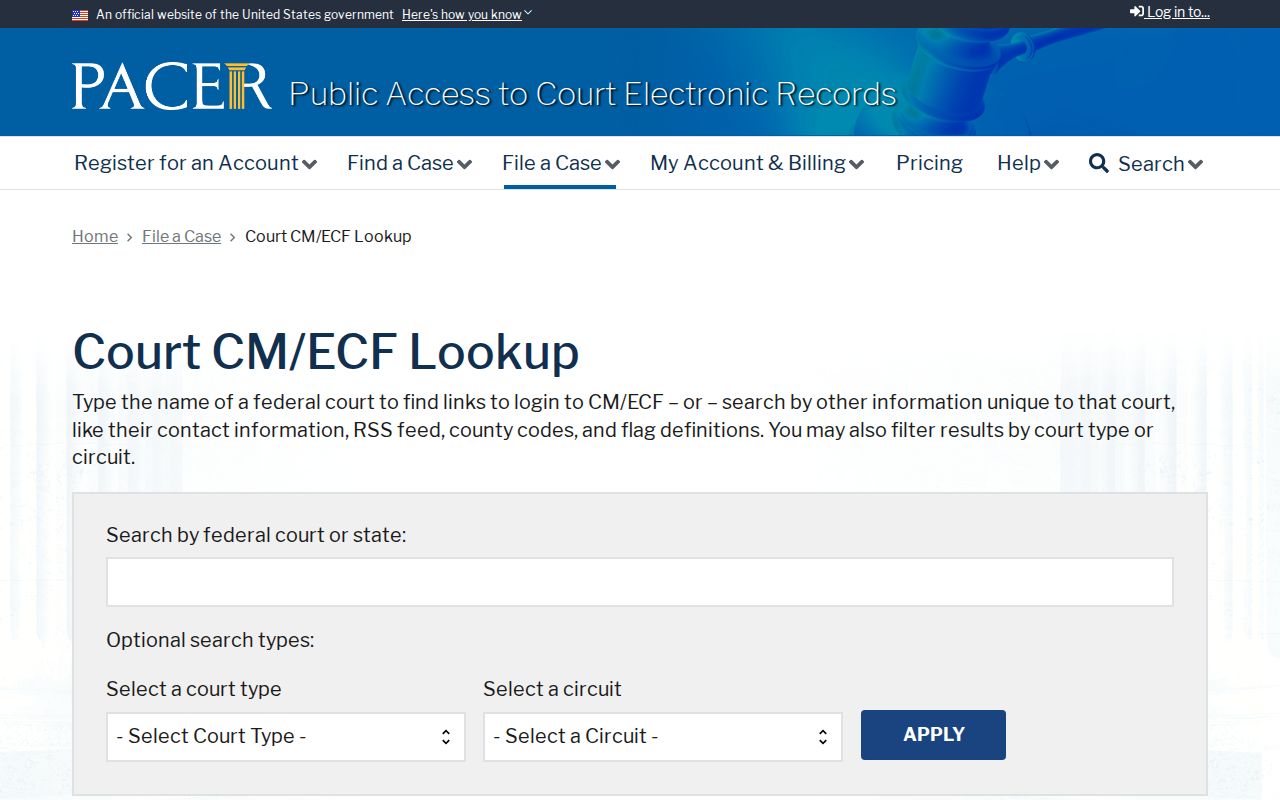 Washington County District Court records and PACER federal CM ECF lookup