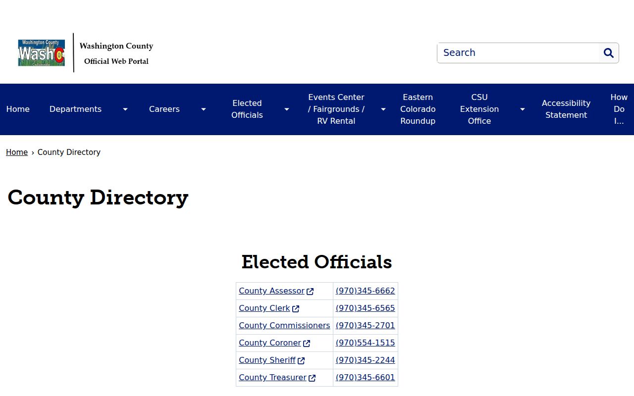 Washington County court records county directory page