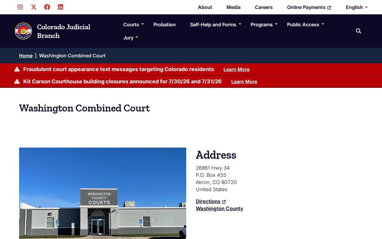 Washington County court records Washington Combined Court location