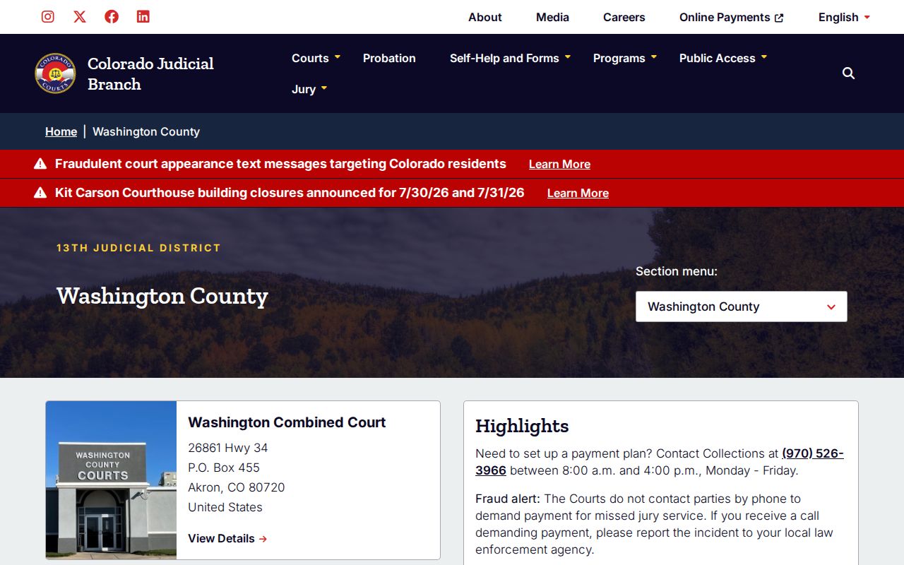 Washington County court records trial court page