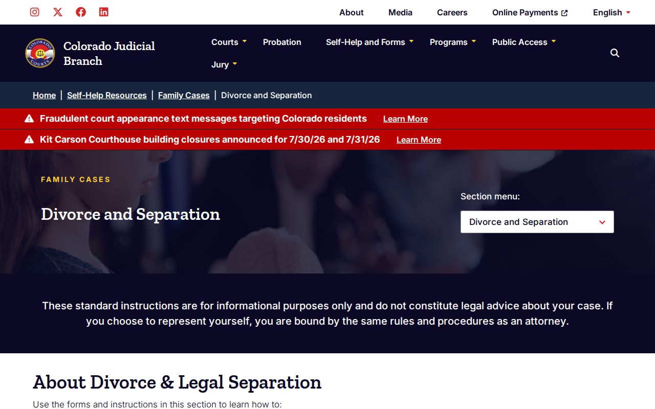 Washington County divorce records and Colorado Judicial divorce self-help