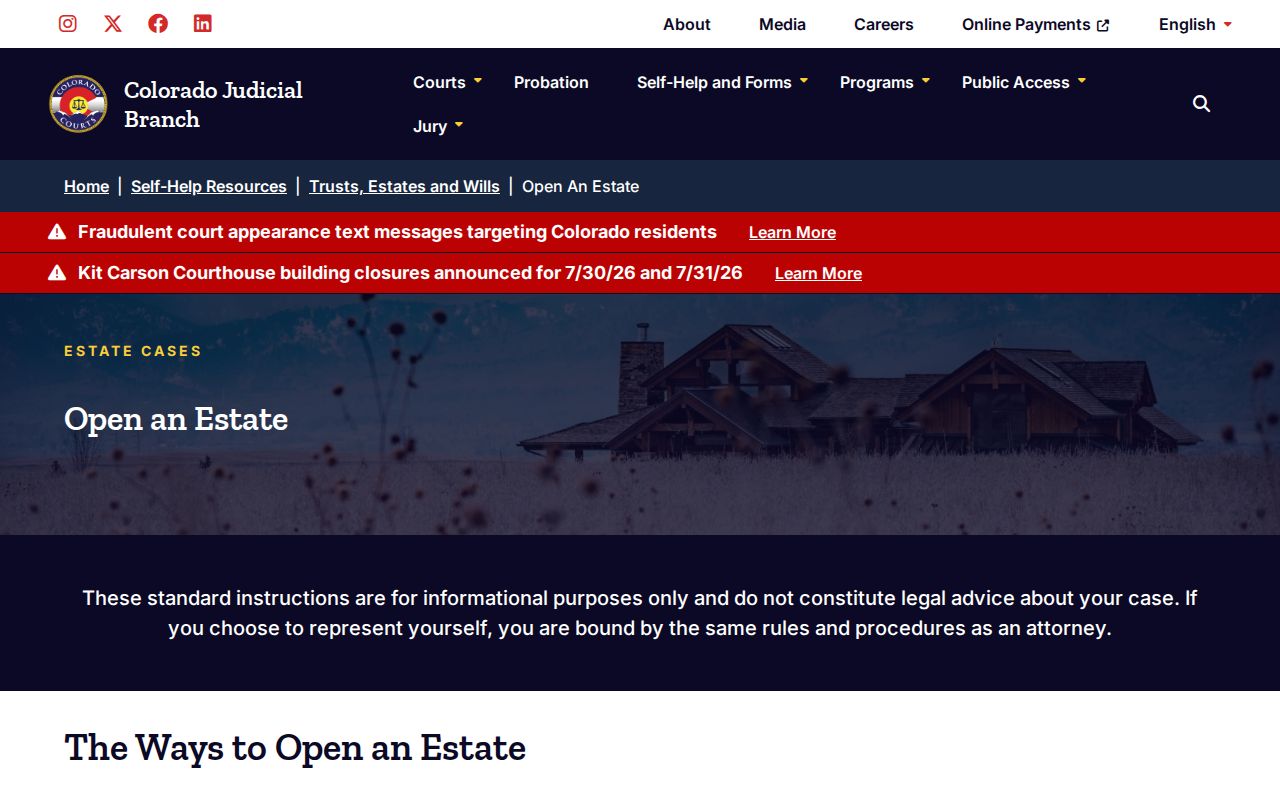 Washington County probate records open an estate self-help page